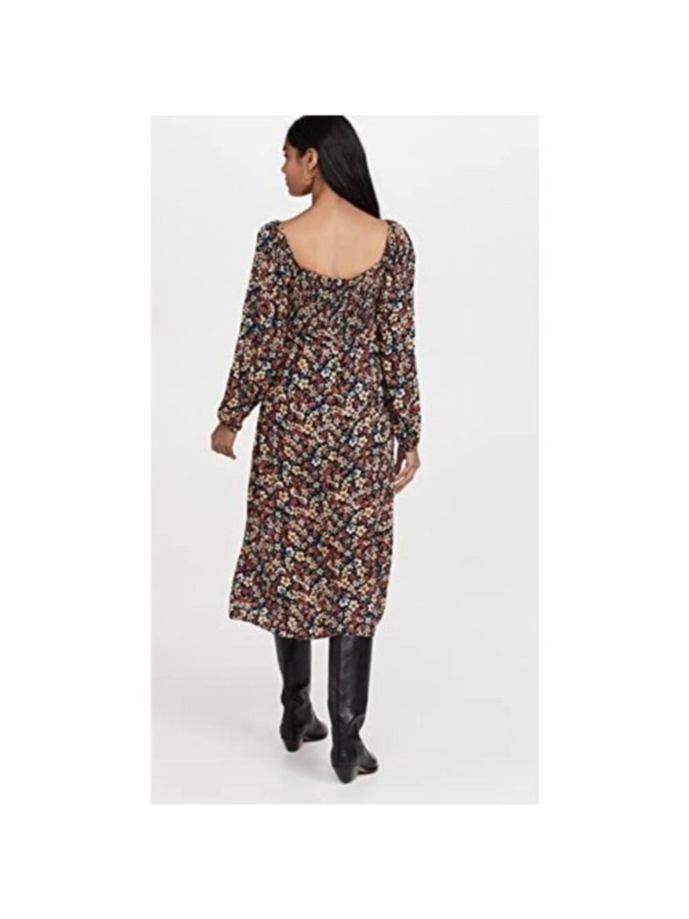 Lost + Wander Black Floral Paradise Valley Long Sleeve Midi dress Small - Picture 5 of 13